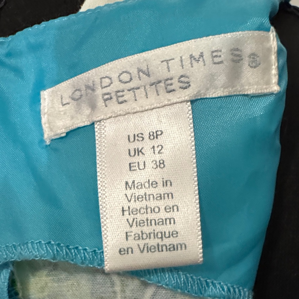 London Times Vibrant Green and Blue Patterned Dress - Picture 2 of 5